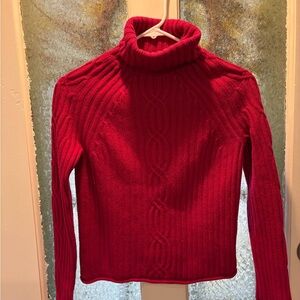 Garnet Hill 💯 % Cashmere S Cable-Knit Turtleneck Sweater - Women's
